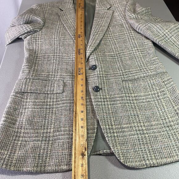 Vintage OAKTON LTD Blazer 100% Wool Plaid Tweed Sport Coat Jacket Mens 42L Gray - Picture 10 of 13